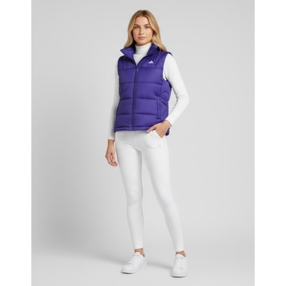 Adidas Puffer Vest Womens Small‎ Purple Full Zip Sleeveless Padded Jacket